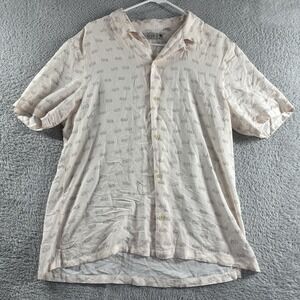 Allsaints Snakeyes Slim Fit Camp Shirt Mens XL Lightweight Button Up Loop Collar